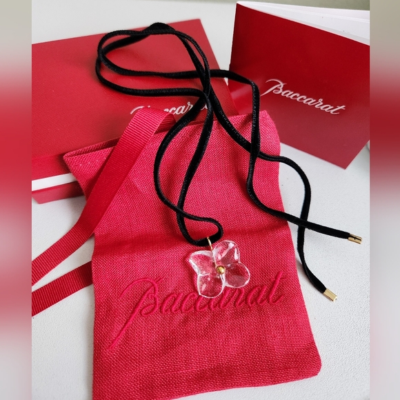 Baccarat Crystal Flower Pendant Necklace - Picture 3 of 10